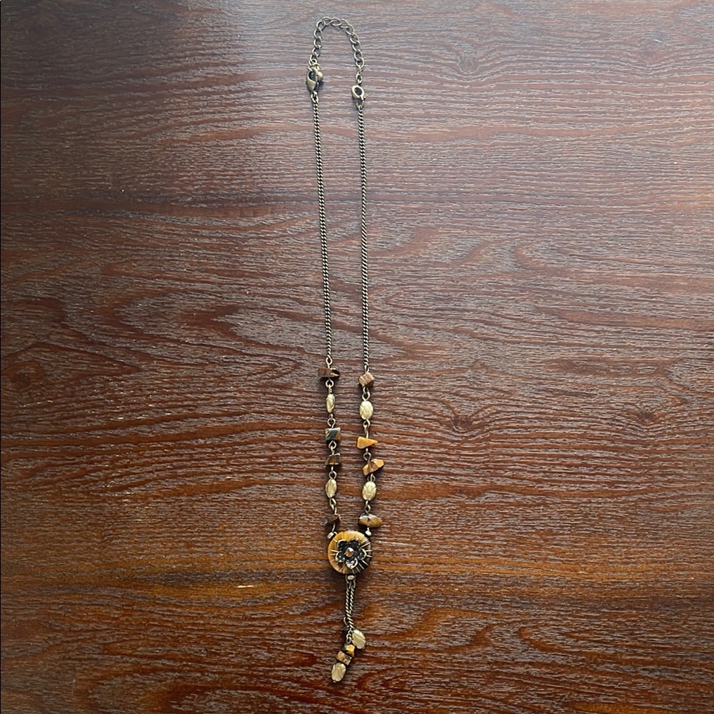 Dainty Gold and Brown flower Necklace